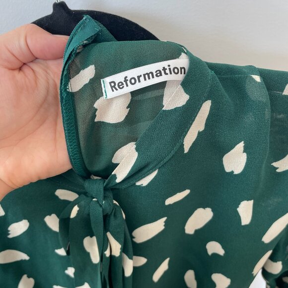 Reformation Fox Dress - Green Size 6 - Picture 3 of 6